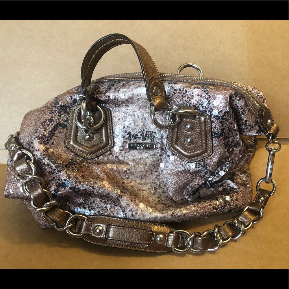 Coach Fabric Sequin Python Pattern Luxe Handbag - image 1